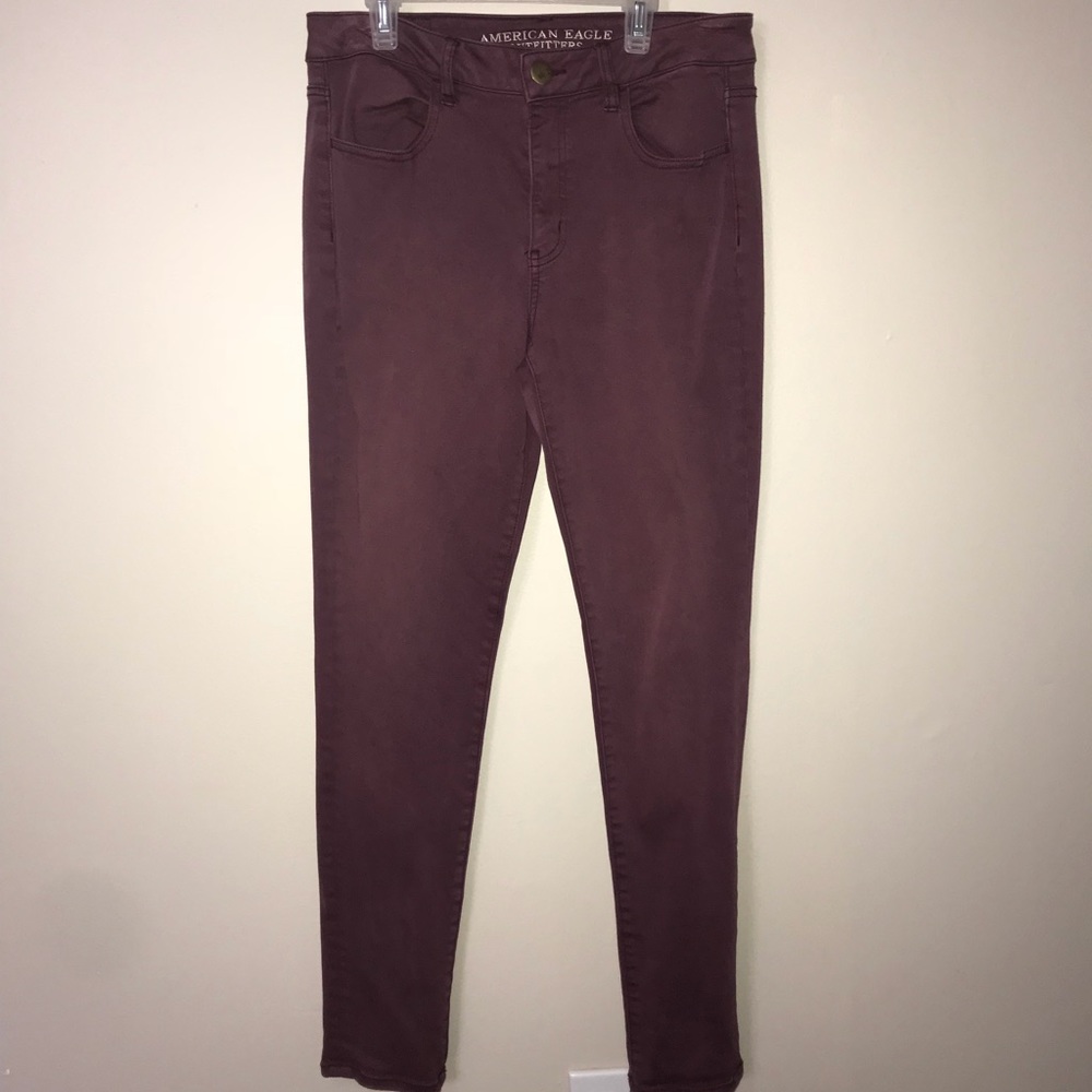 American Eagle Maroon High Rise Jegging